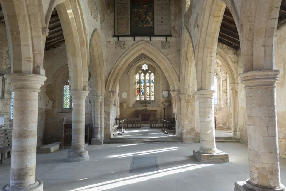 All Saints Church Aldwincle - medieval limestone arcades and arches