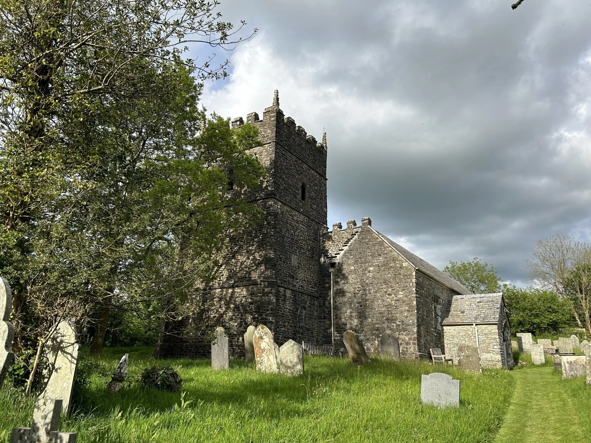The stone built church viewed from the grave yard