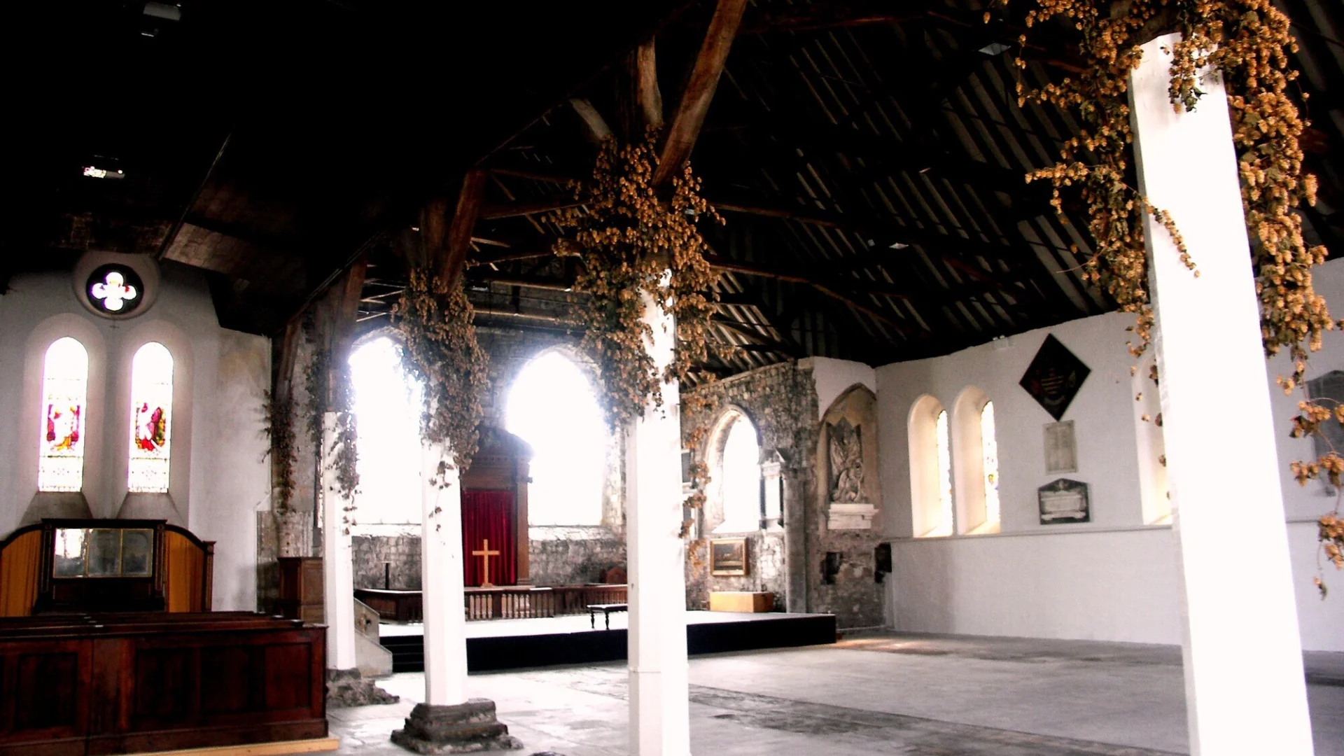 View of the interior with it's supporting columns