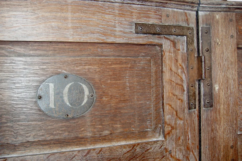 View of the interior highlighting the box pews with number 10 on it