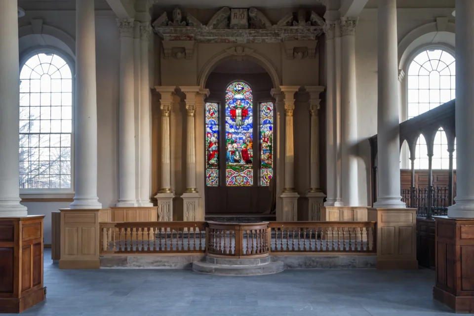 View of the bright and airy interior with large windows
