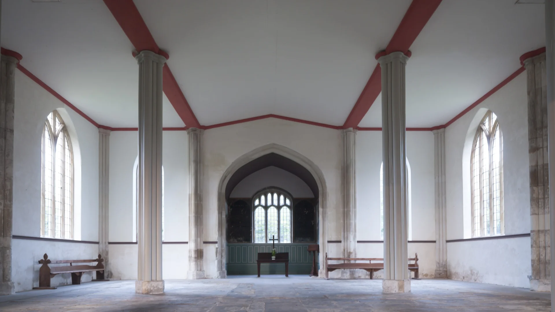 Naturally illuminated interior of the church