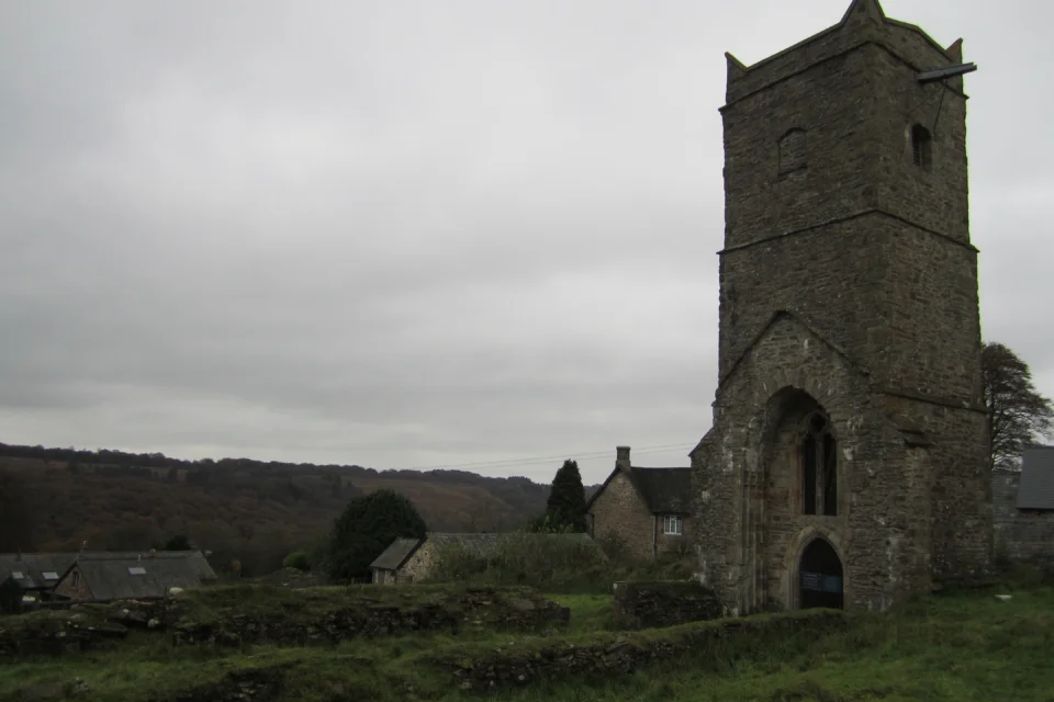 Image of the stone built tower which was once part of a church
