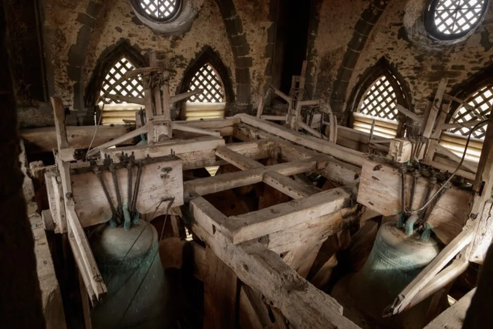 View of the bells from inside the tower