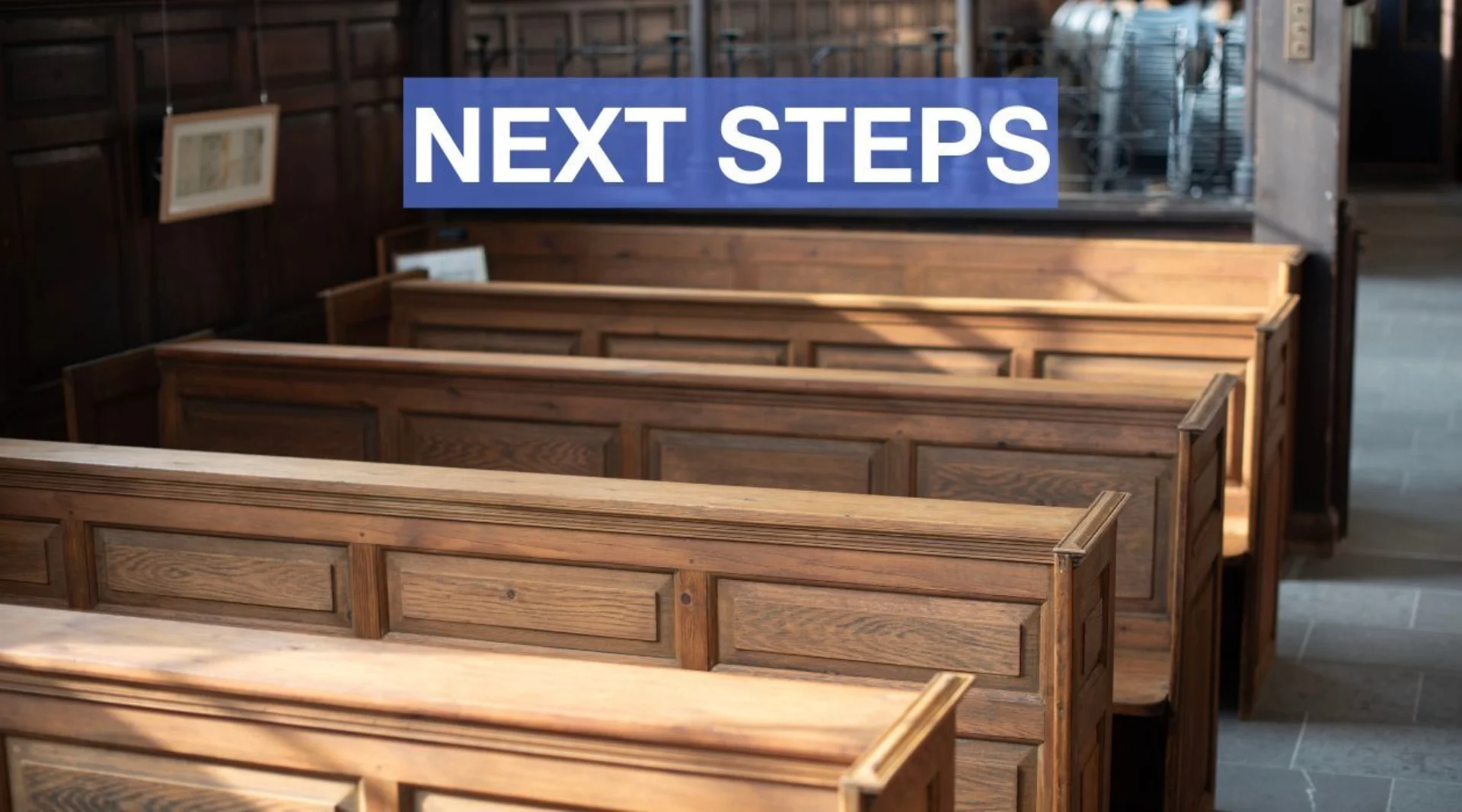 simple church pews within a church