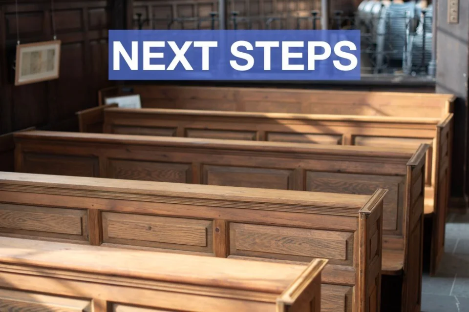 simple church pews within a church
