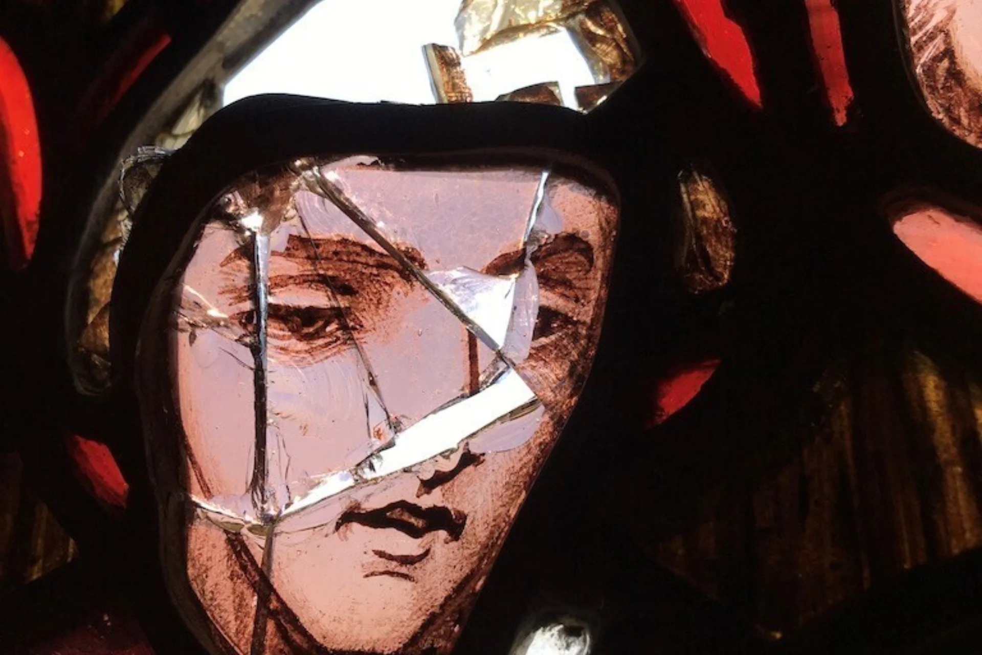 Vandalised Stained Glass Window